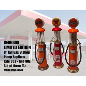 Gearbox Gas Pump Replicas 8" Gulf Texaco Set of 3 | 1980s-90s Limited Edition